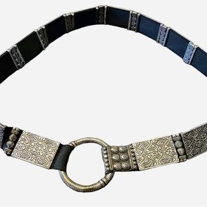 Silver-Tone Boho Medallion Elastic Belt